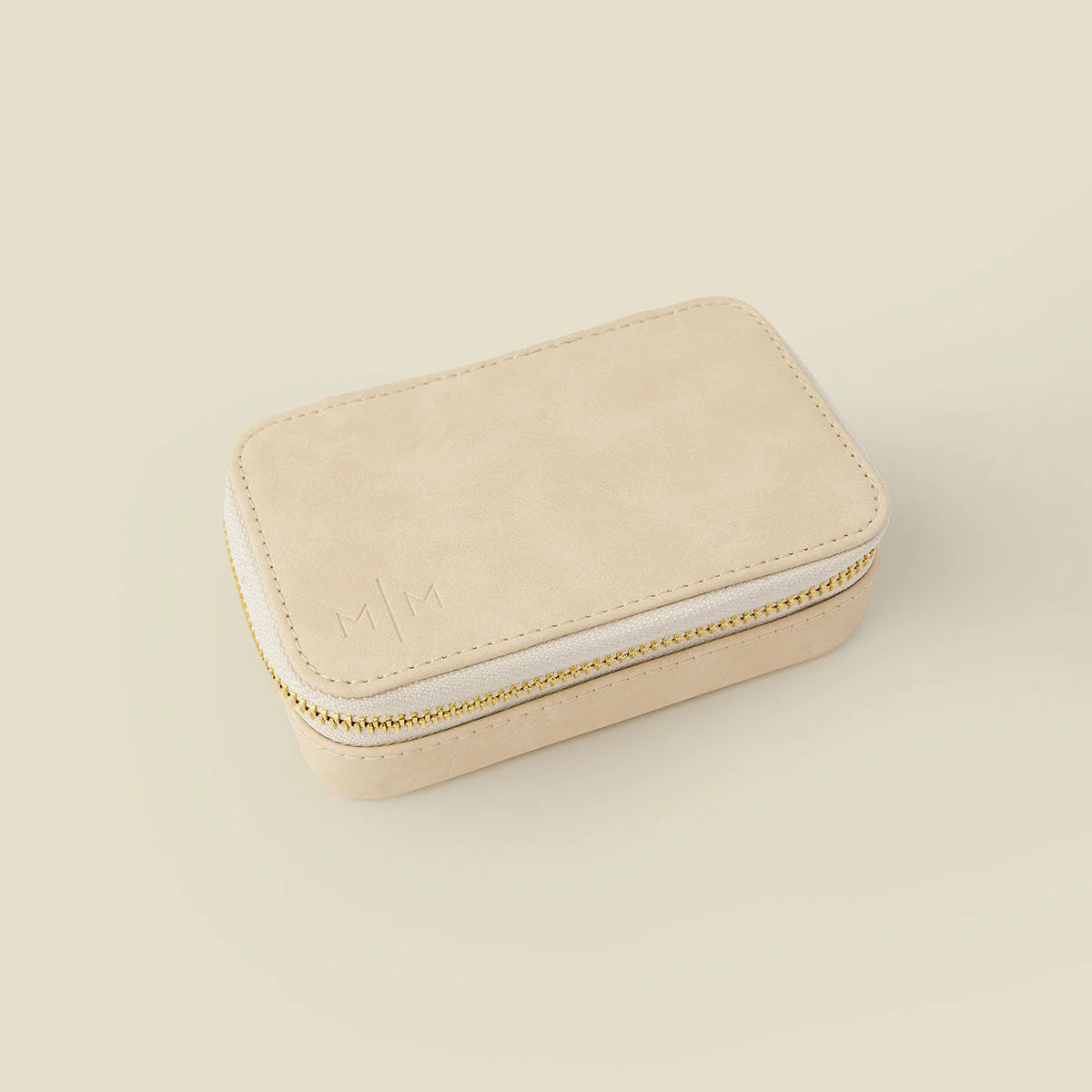 cream vegan leather zip case