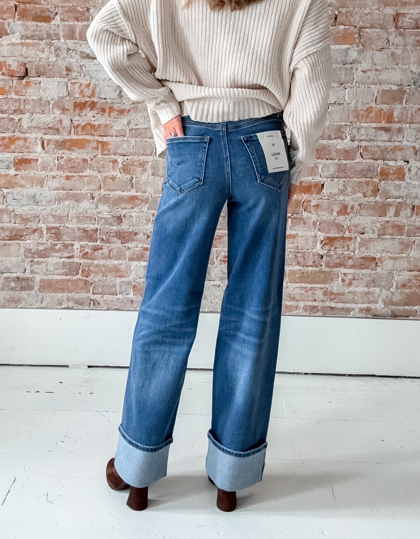 dark wash cuffed jeans