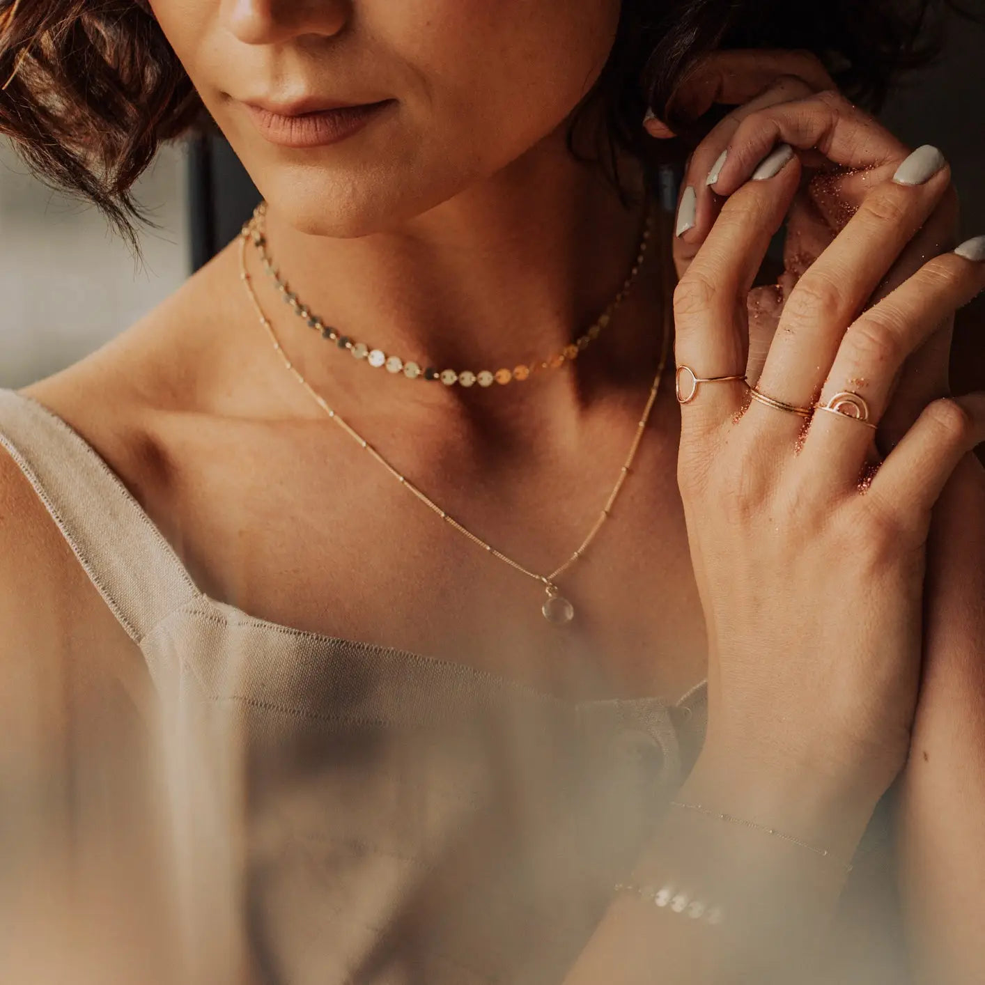 dotted chain choker necklace