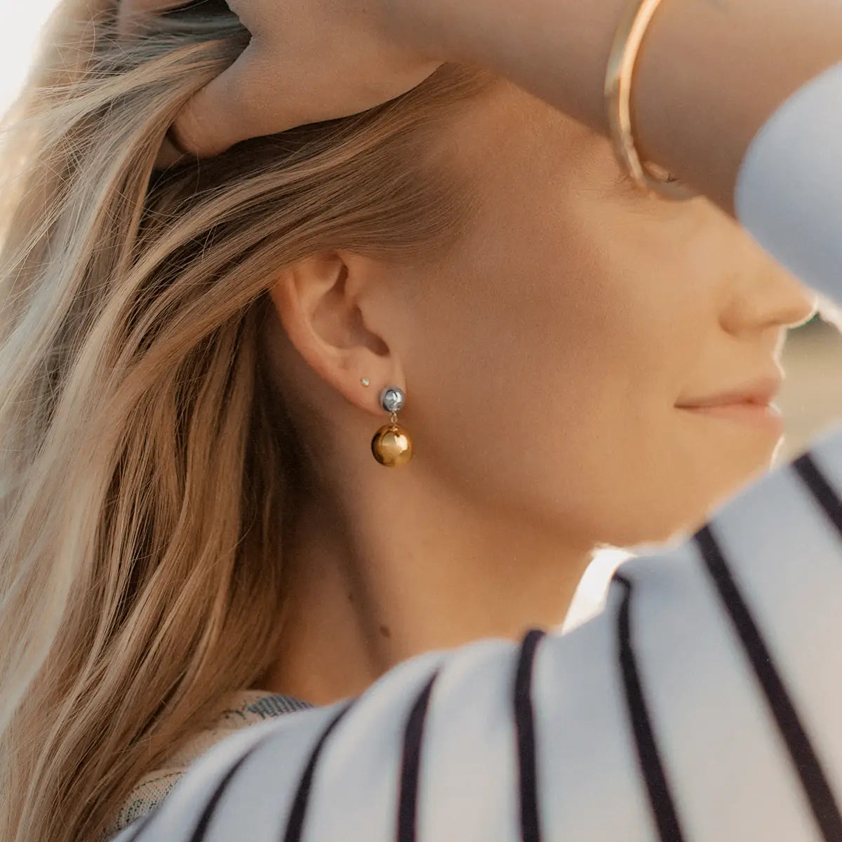 mixed metal ball stud earrings