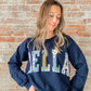 Pella Crewneck in Navy Patchwork