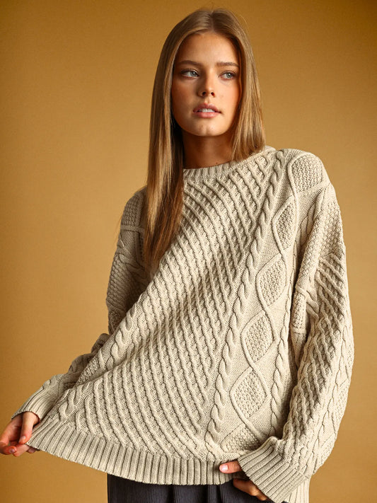 Cable Sweater in Beige
