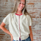 Faye Cardigan : Beige Red