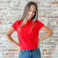 Pointelle Top in Cherry Soda