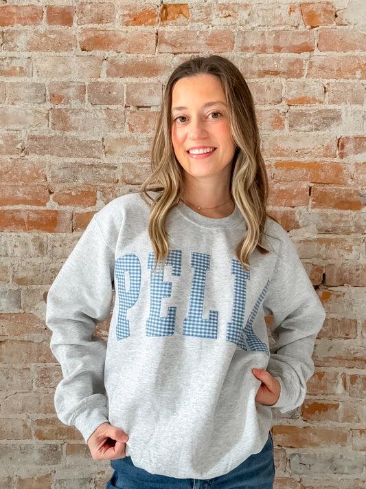 Pella Crewneck in Blue Gingham