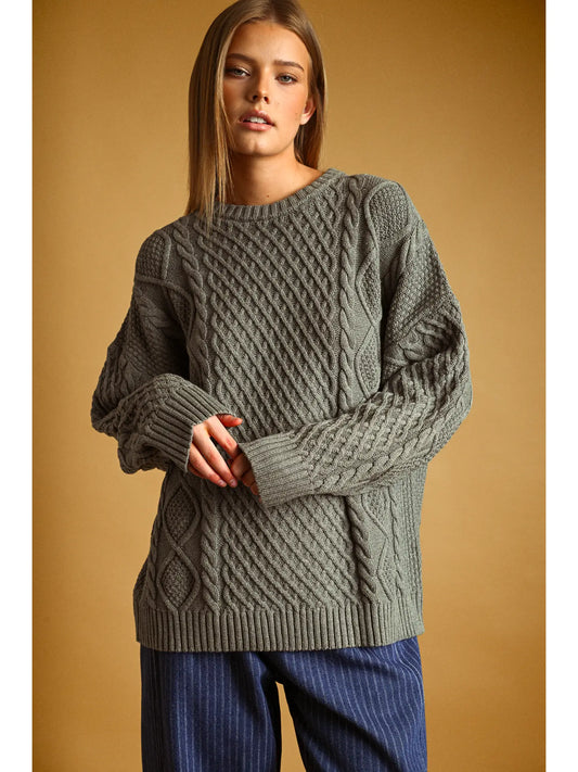 Cable Sweater in Grey