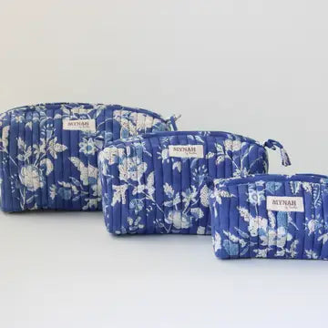Blue Floral Cosmetic Bag