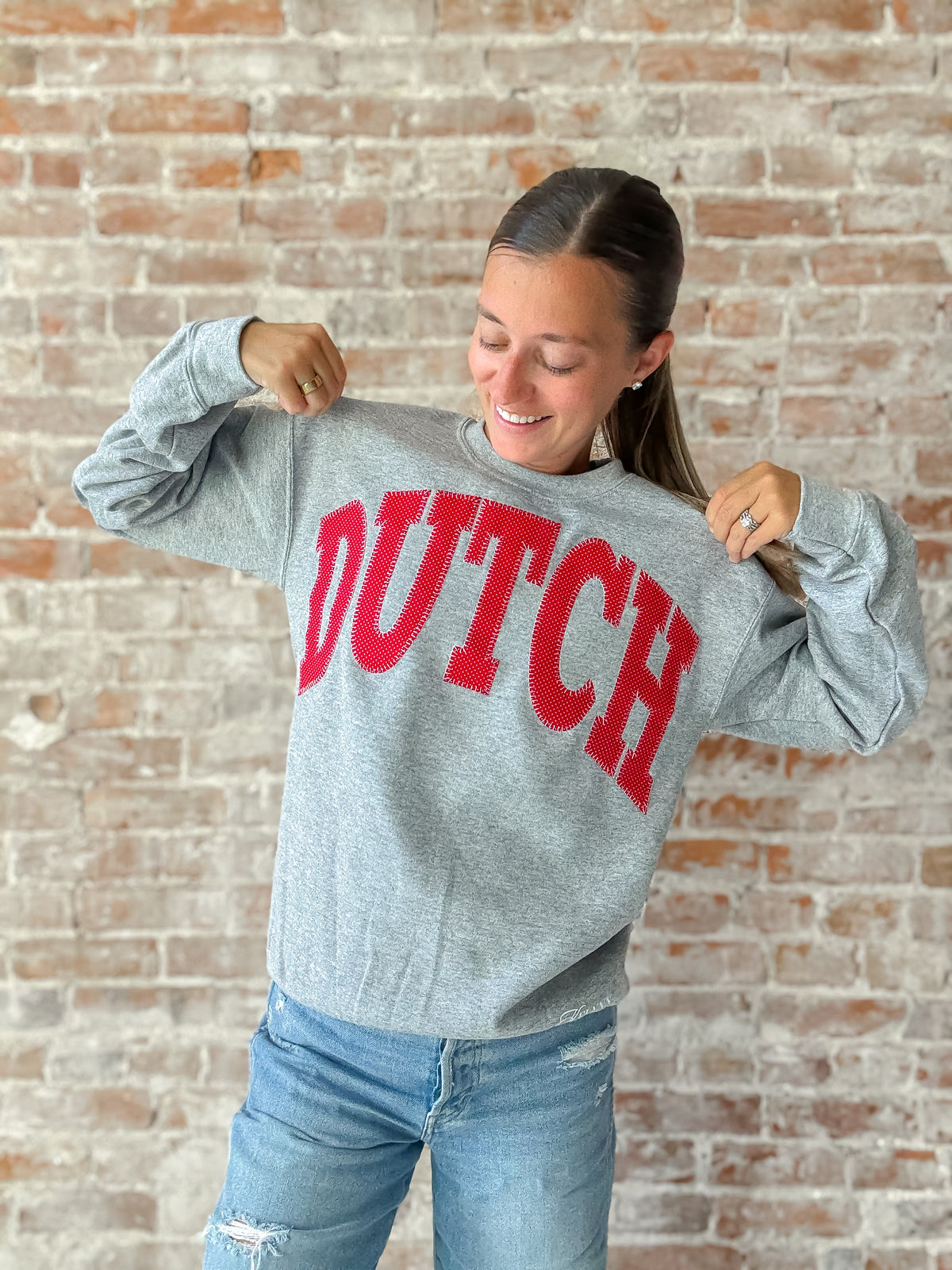Dutch Crewneck in Grey/Red