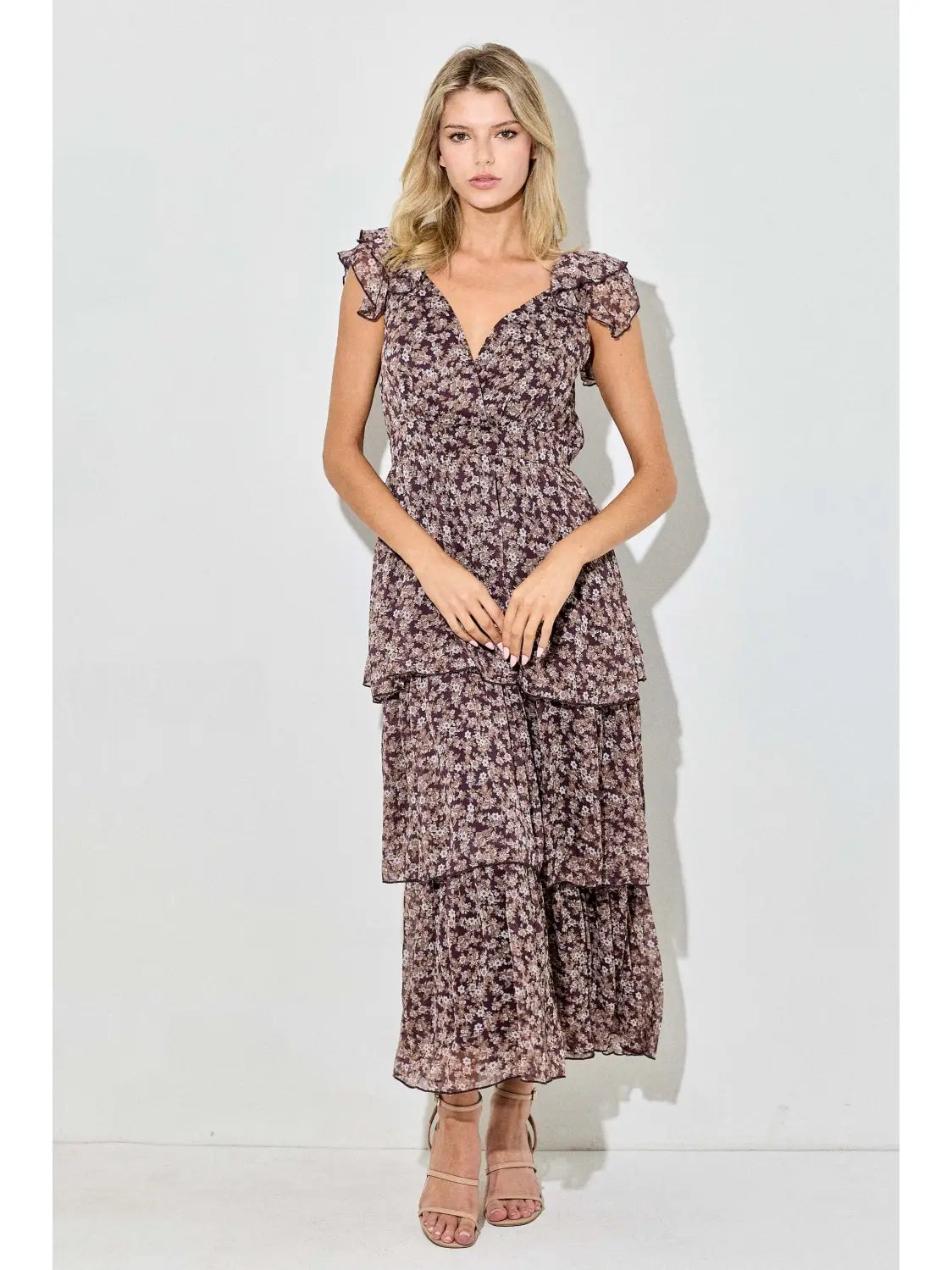 Dark Brown Floral Dress