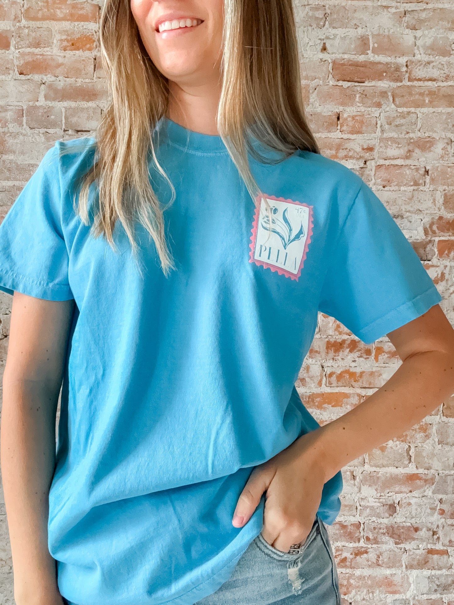 Pella Stamp Tee: Saphire