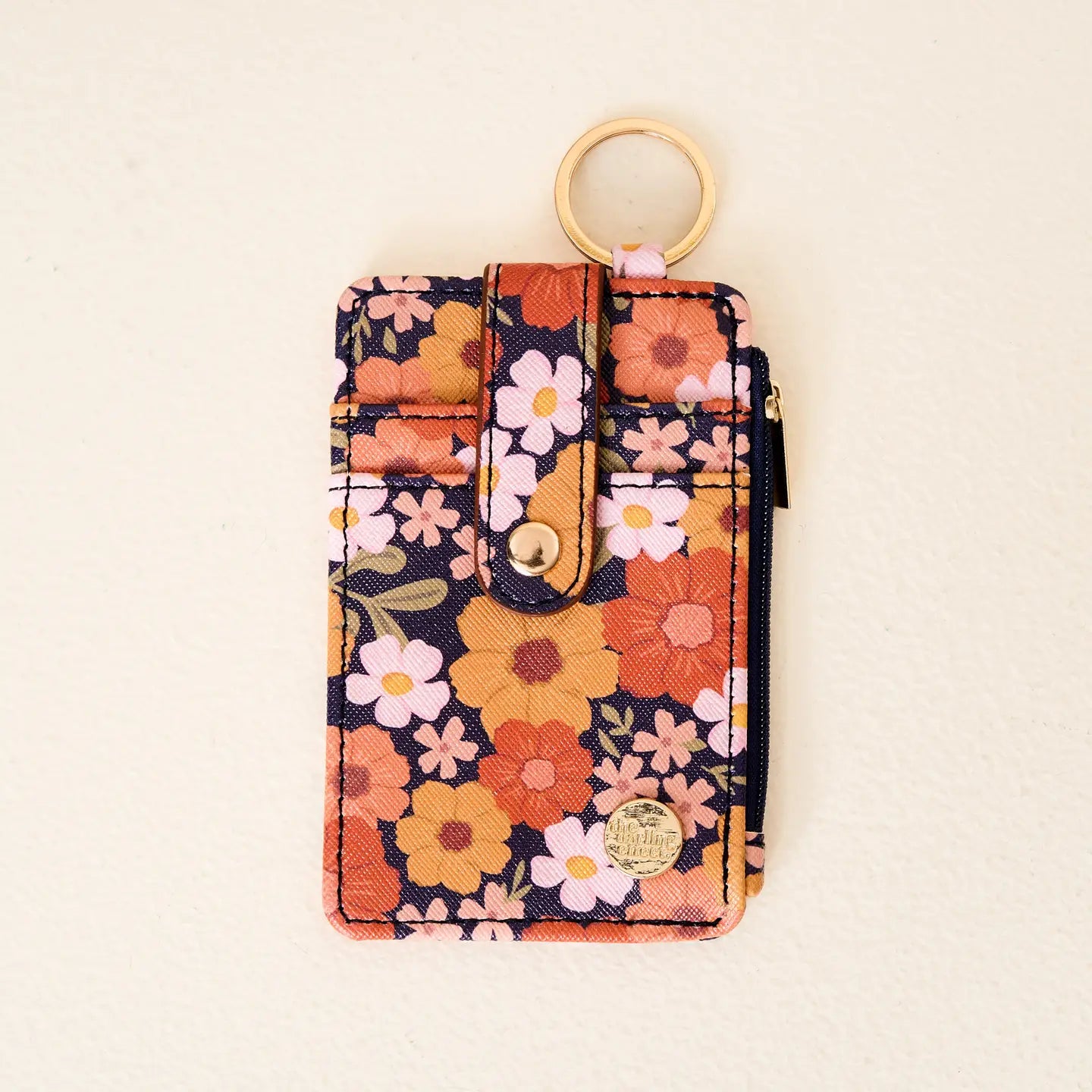 Keychain Wallet : Wildflower Navy