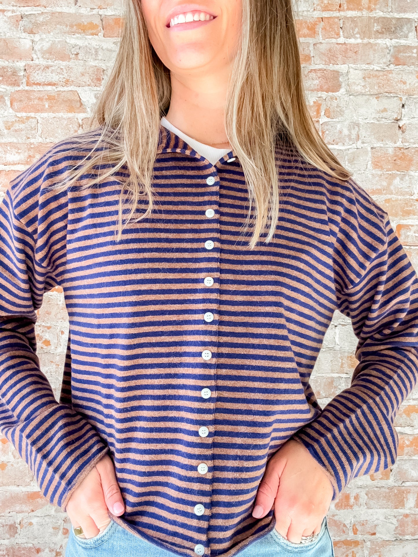 Elisa Cardigan : Brown/Navy