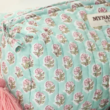 Mint Floral Cosmetic bags