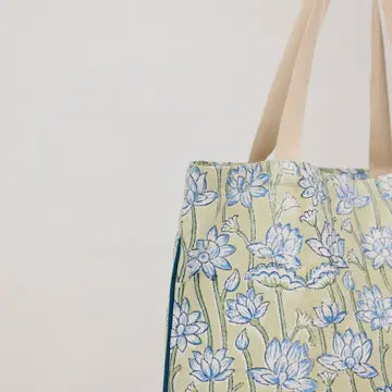 Cotton Tote Bag in Lotus Indigo
