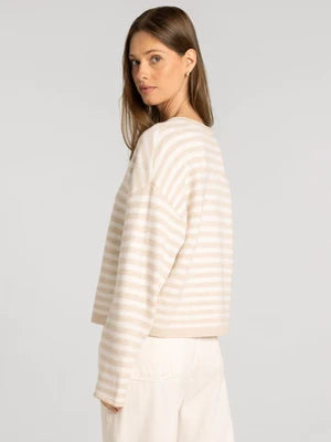 Thread & Supply: Dover Cardigan in Beige White Stripe