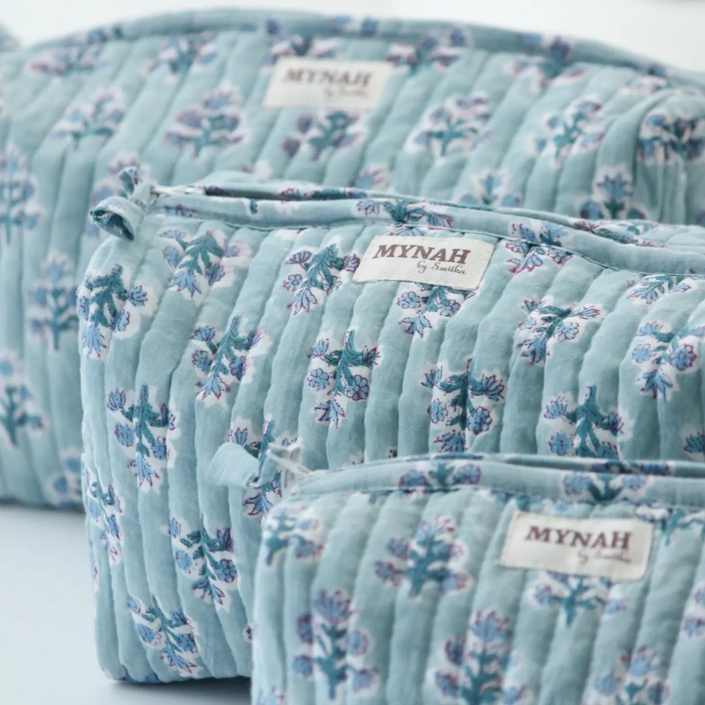 Cosmetic Bags : Dusty Blue Motif