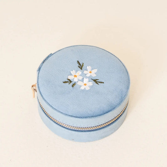 Velvet Jewelry Case : Slate Blue