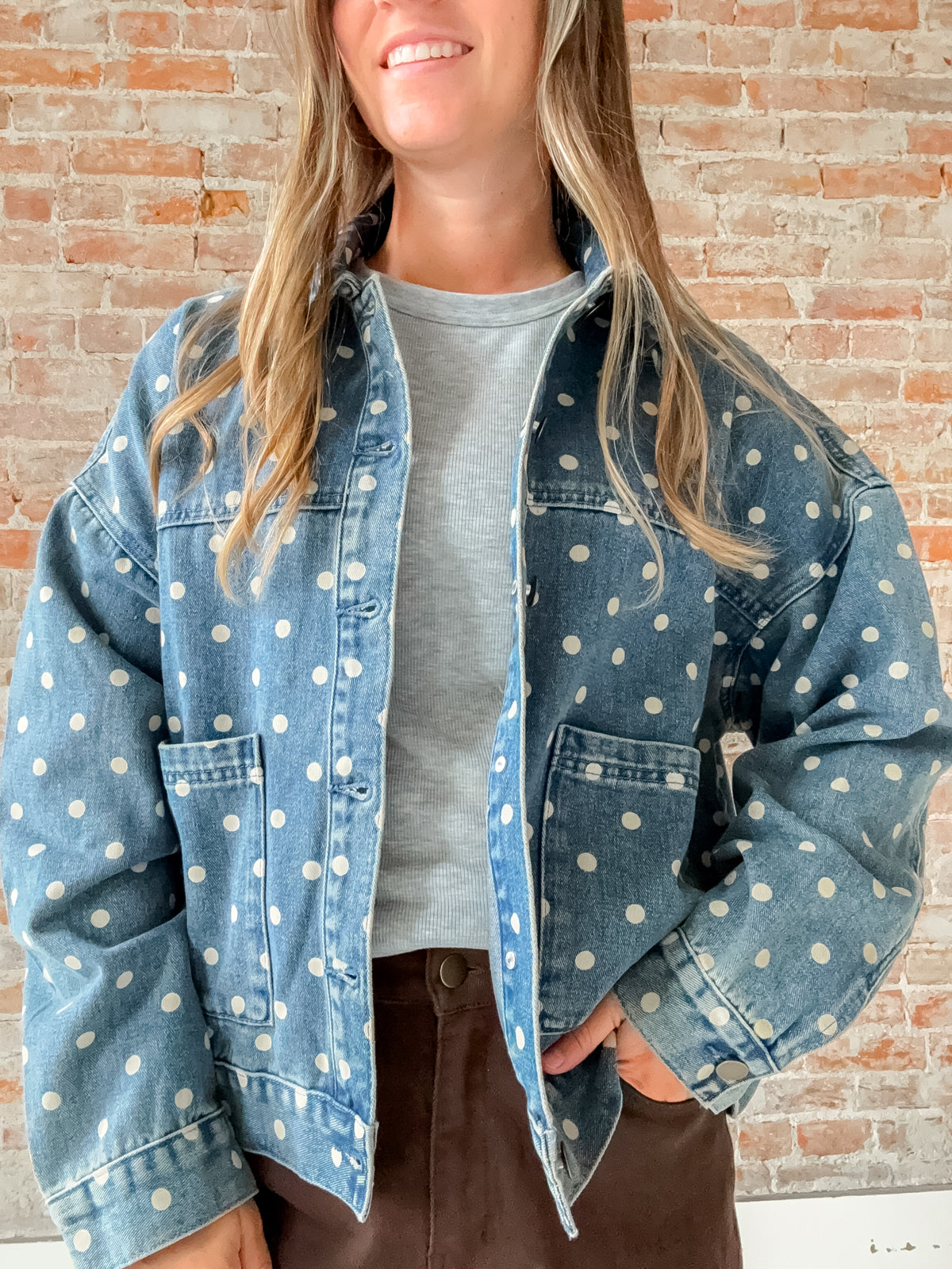 Polka Dot Denim Jacket
