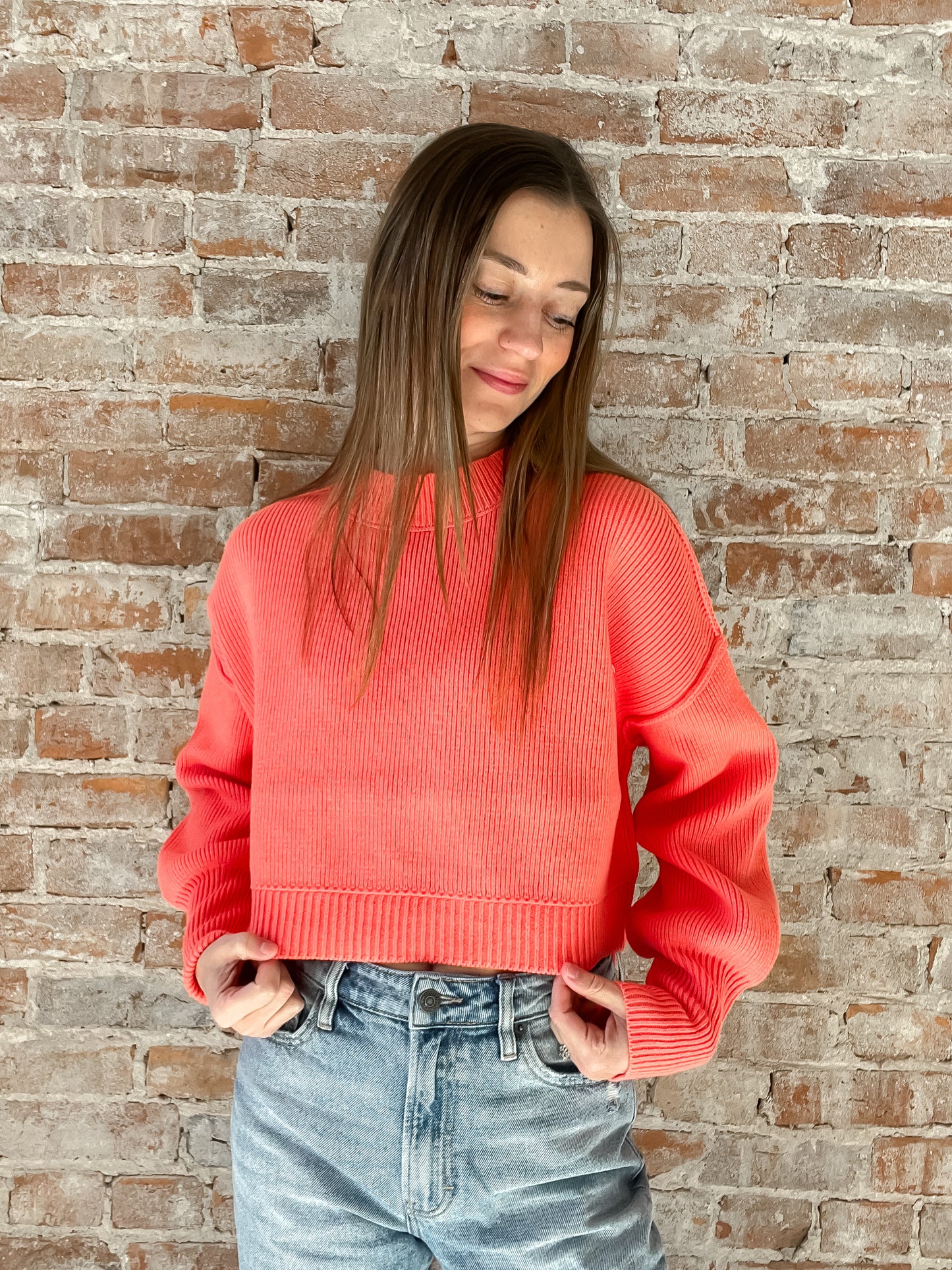 Free People: Easy Street Crop Pullover in Guava Juice