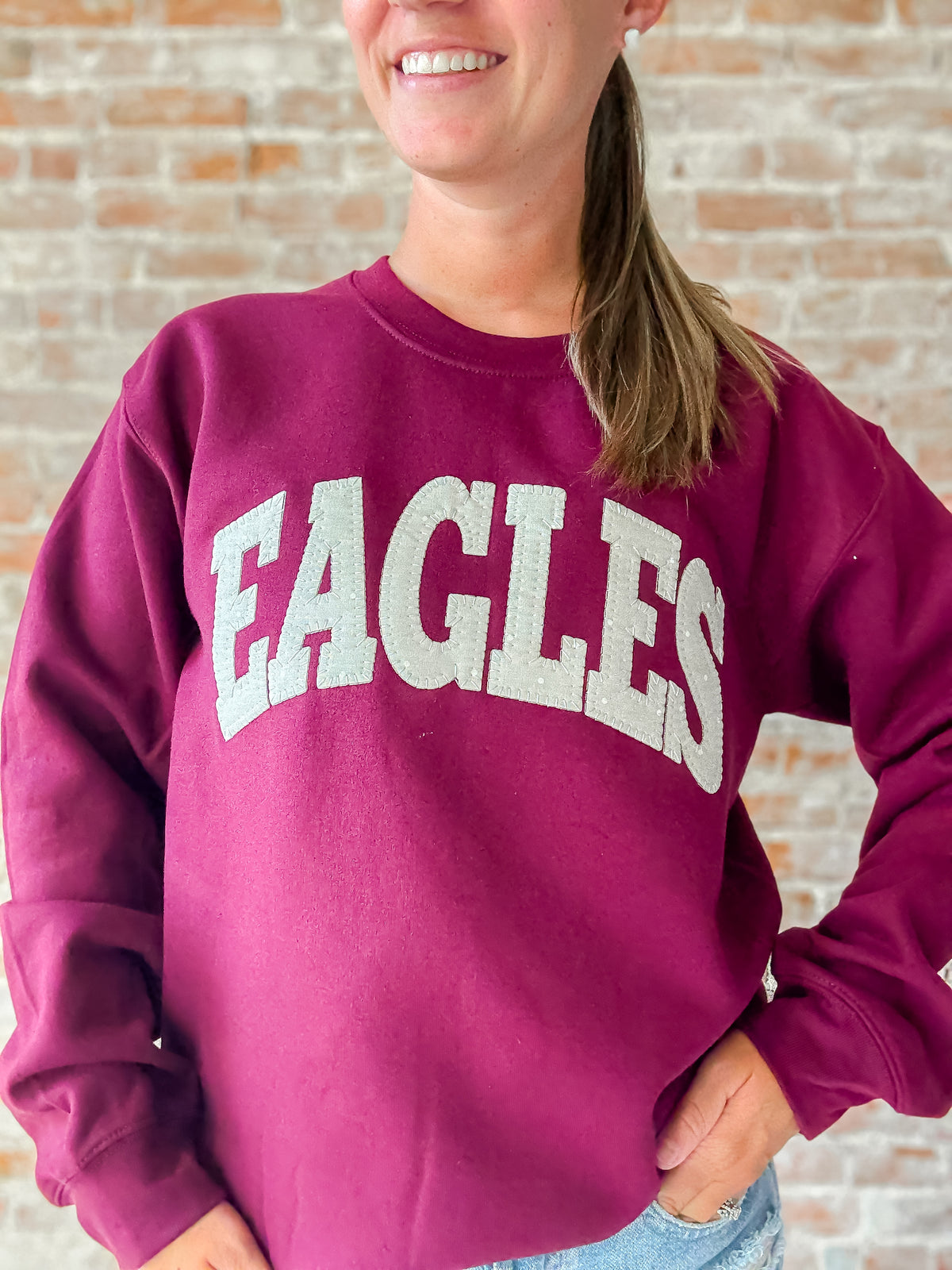 Eagles Crewneck in Maroon/Cream