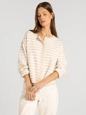 Thread & Supply: Dover Cardigan in Beige White Stripe