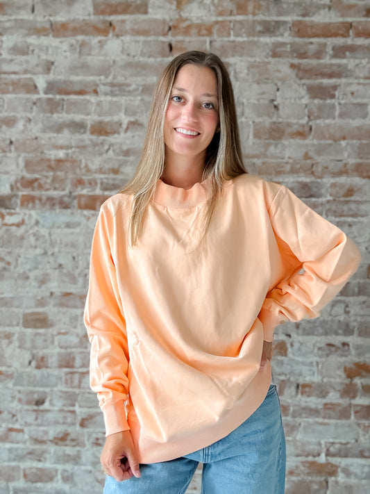 Mock Neck Sweatshirt : Papaya