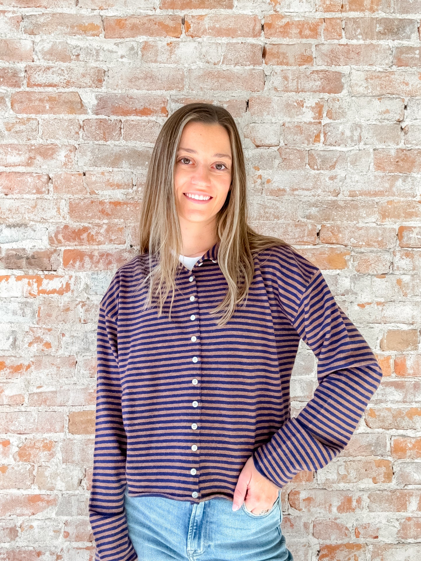 Elisa Cardigan : Brown/Navy