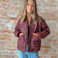 burgundy printed zip jacket