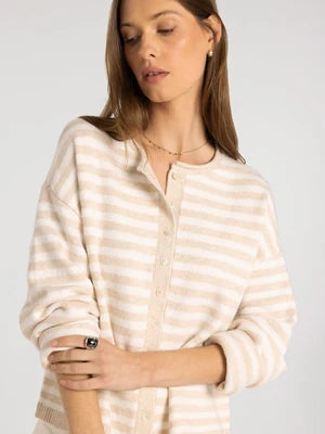 Thread & Supply: Dover Cardigan in Beige White Stripe
