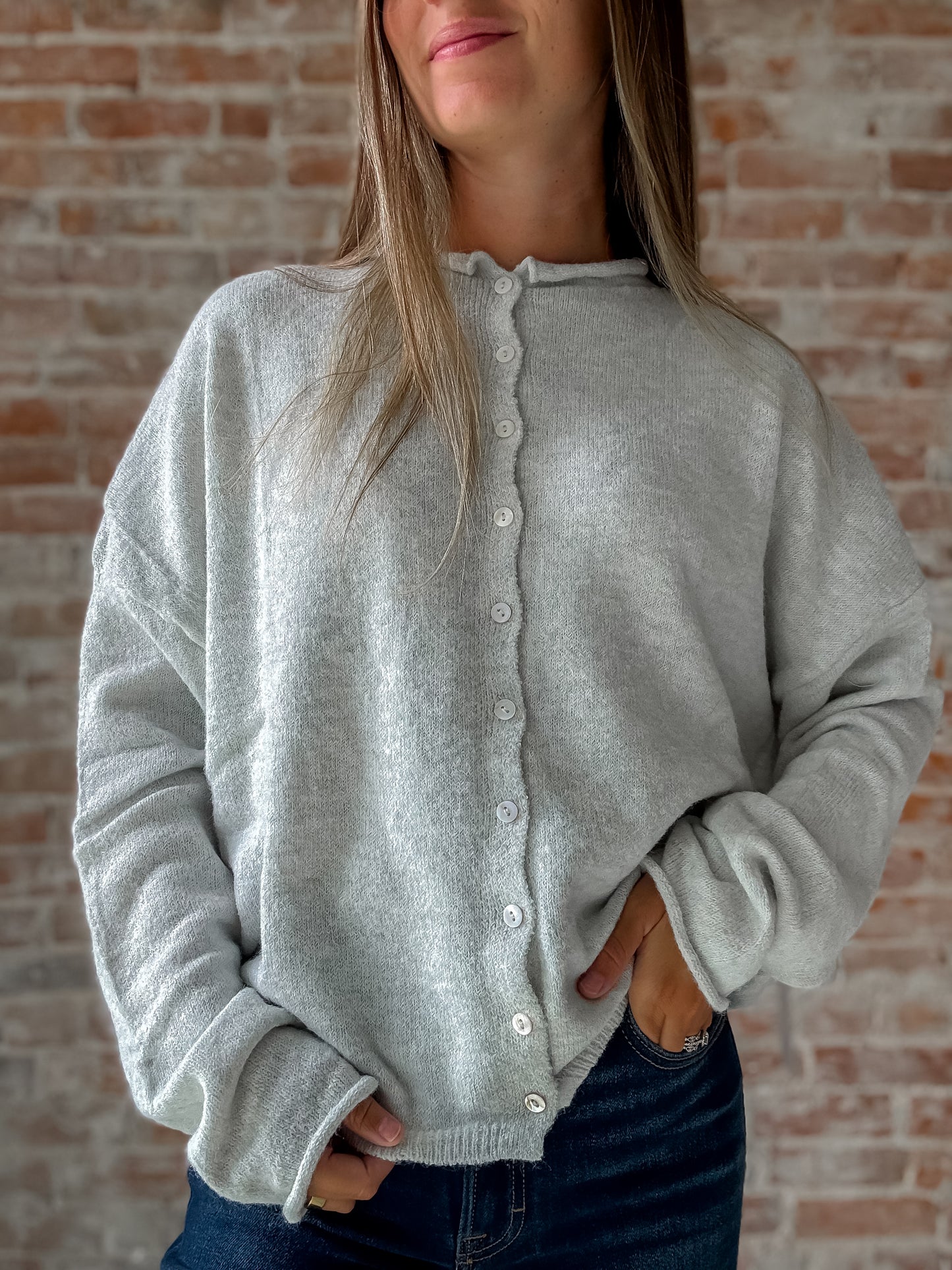 Piper Cardigan : Light Heather Grey