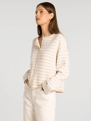 Thread & Supply: Dover Cardigan in Beige White Stripe