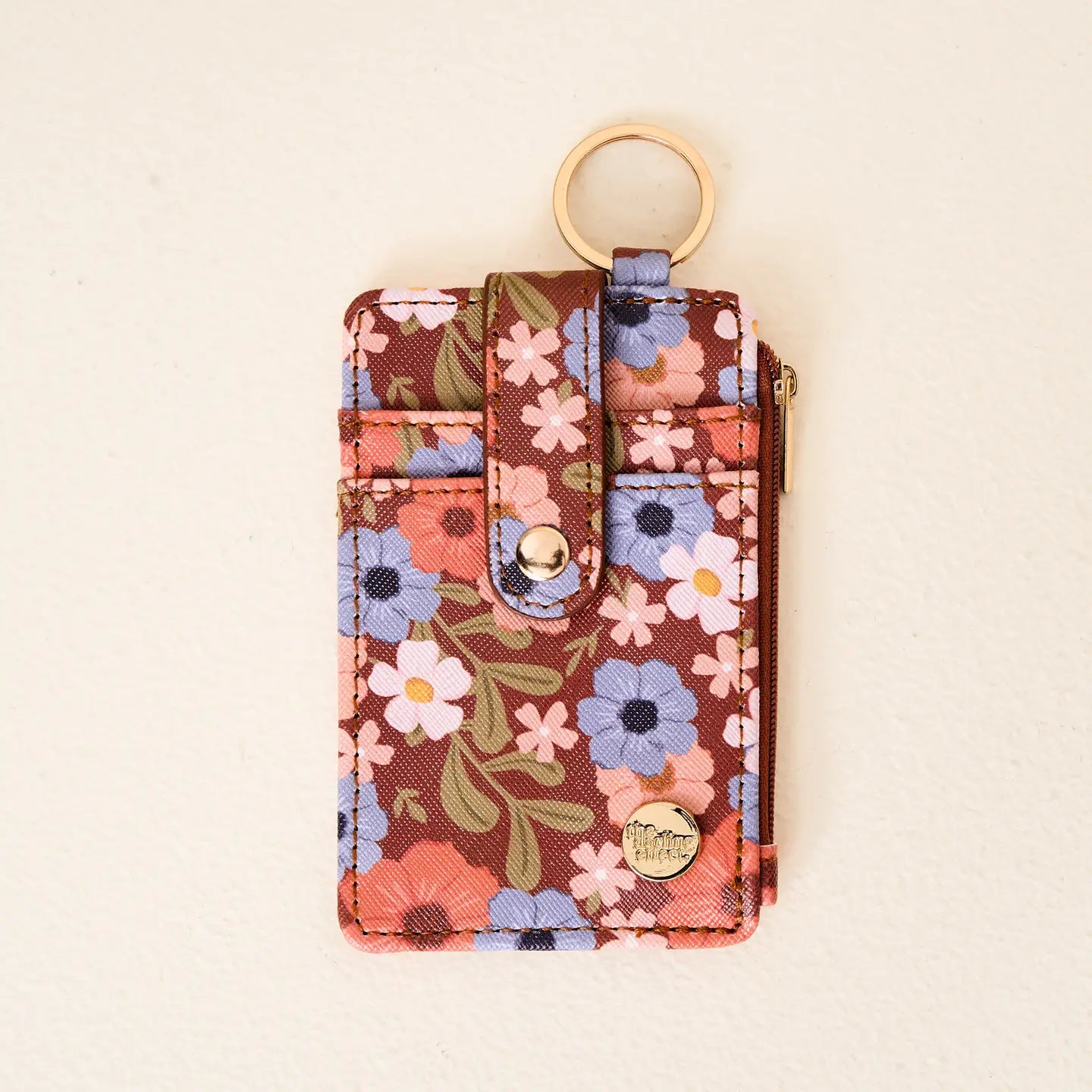 Keychain Wallet : Wildflower Brown