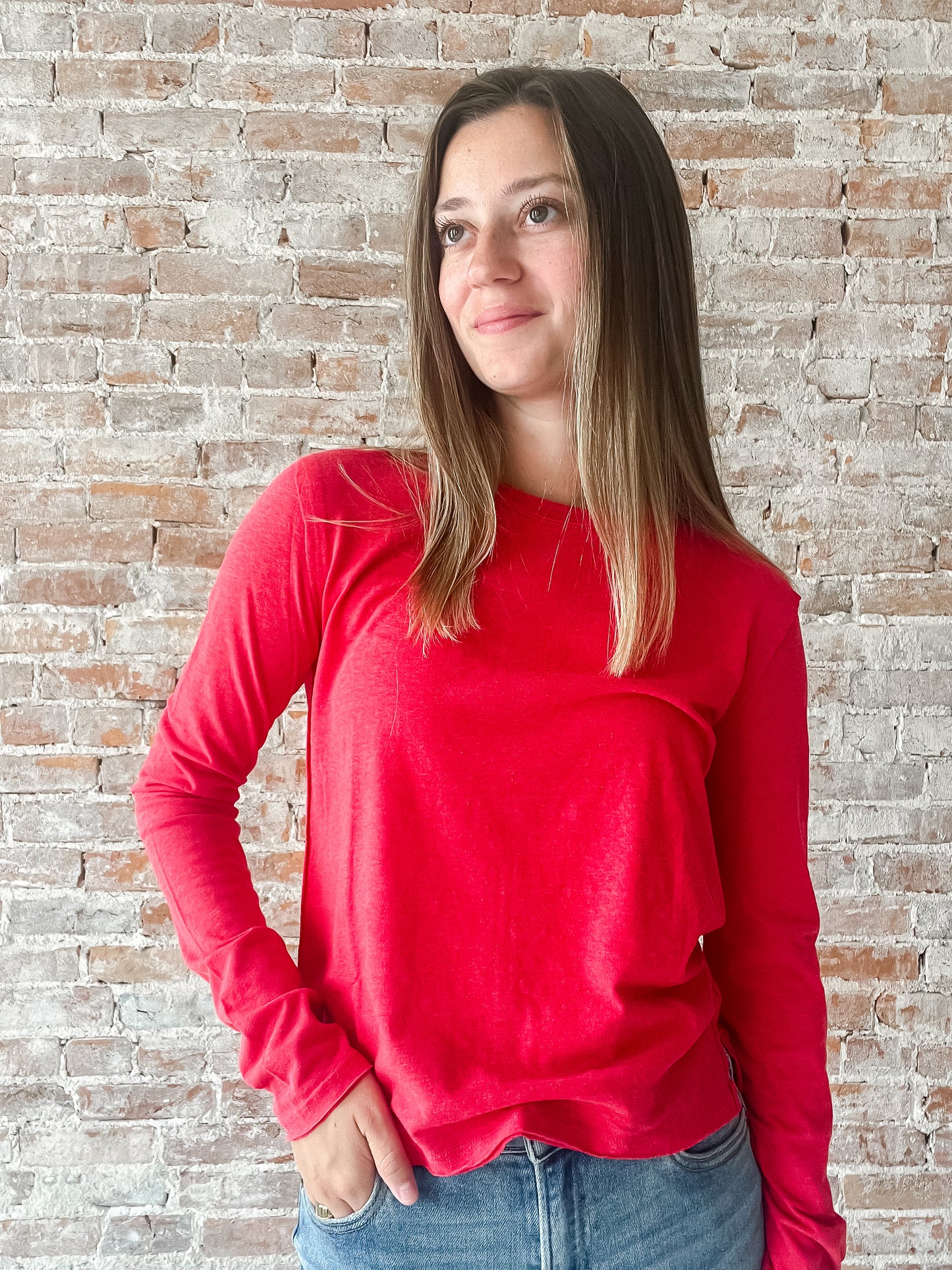Free People : Nova Long Sleeve in Red