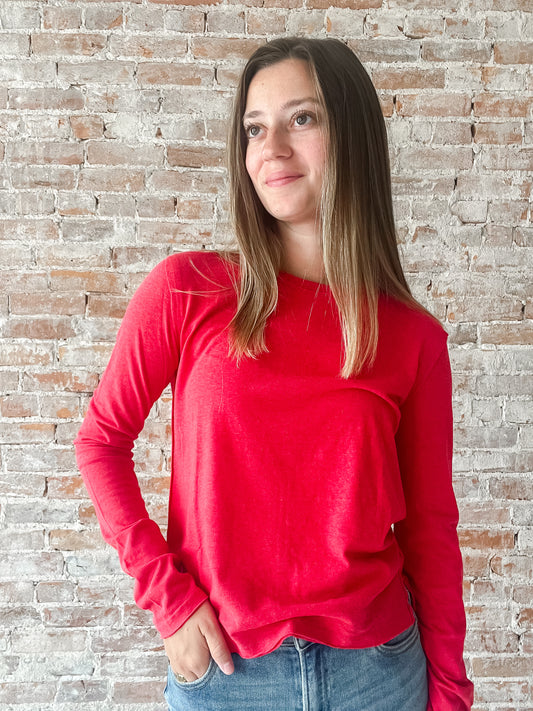 Free People : Nova Long Sleeve in Red