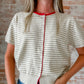 Faye Cardigan : Beige Red