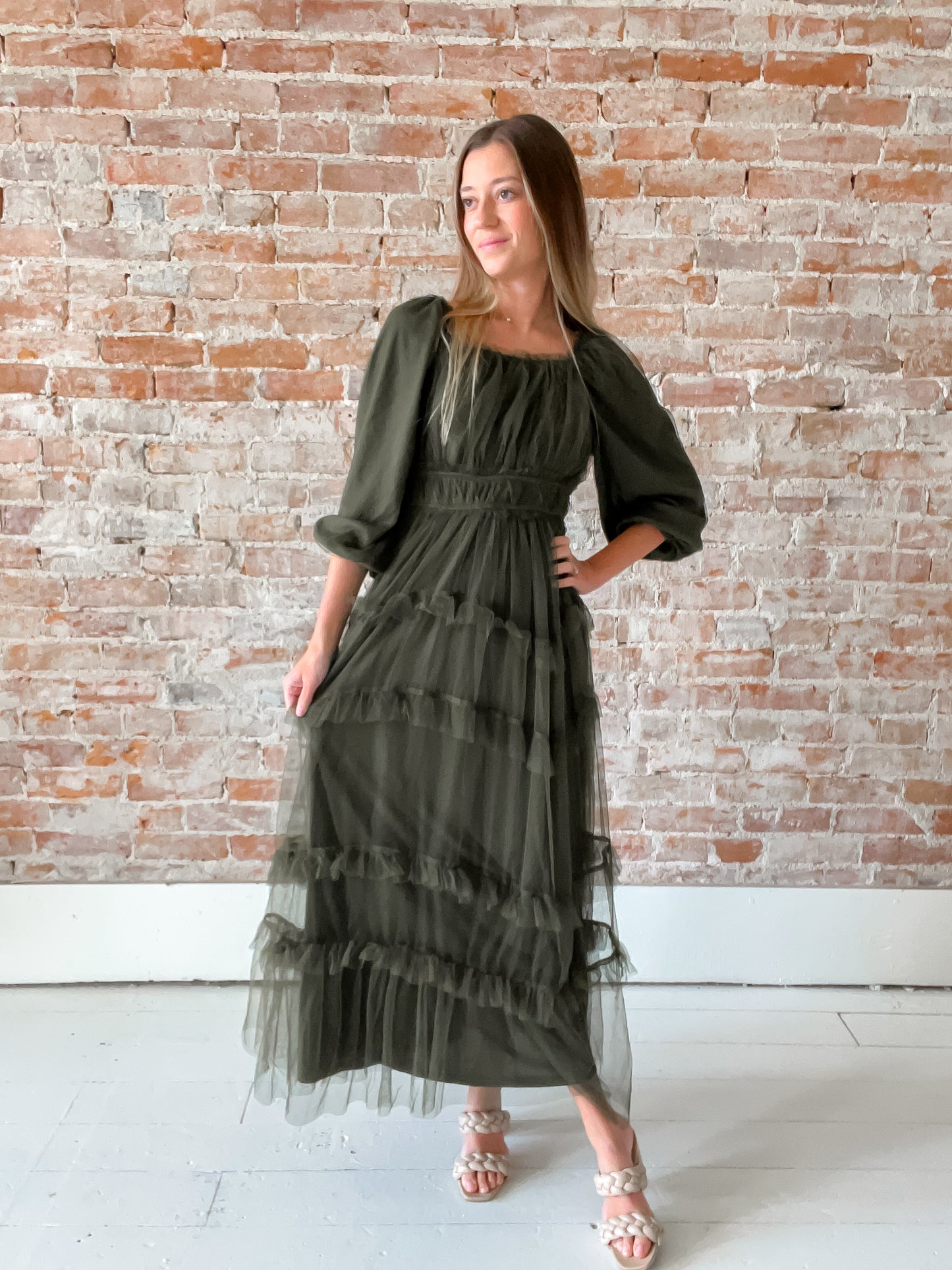 Alix Dress: Dark Olive