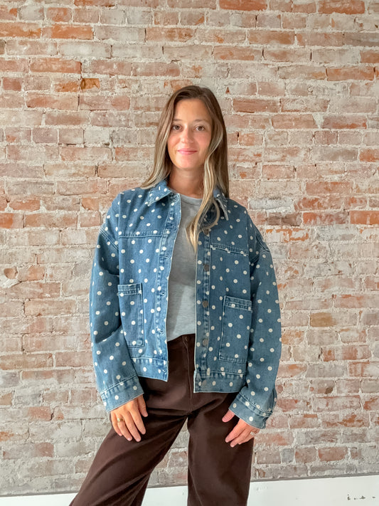 Polka Dot Denim Jacket