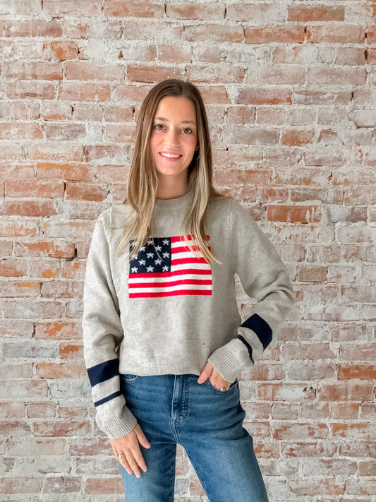 knit american flag sweater