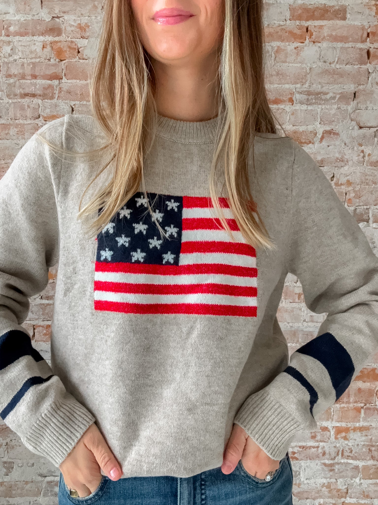 knit american flag sweater
