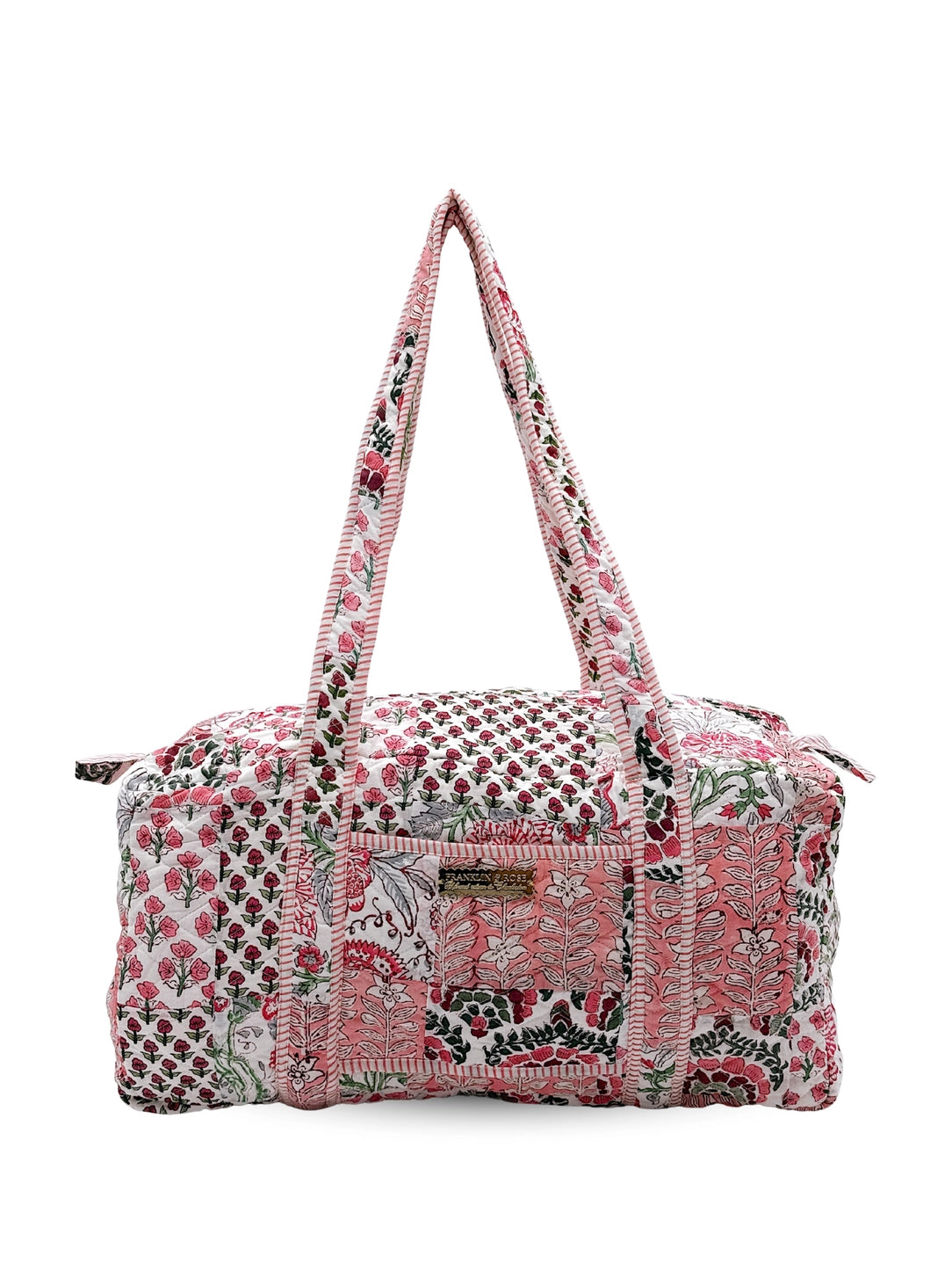 pink floral duffle bag