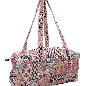 pink floral duffle bag