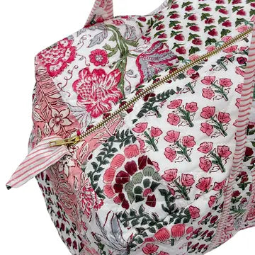 pink floral duffle bag