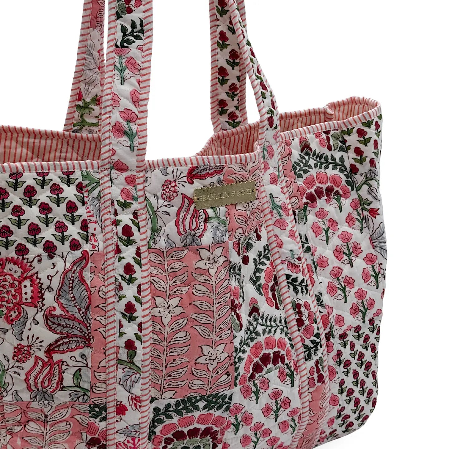 pink floral tote bag