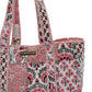 pink floral tote bag