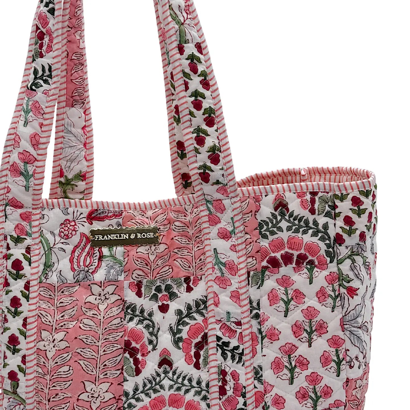 pink floral tote bag