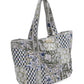 green and blue floral pattern tote