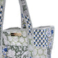 green and blue floral pattern tote