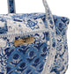 blue floral duffle bag