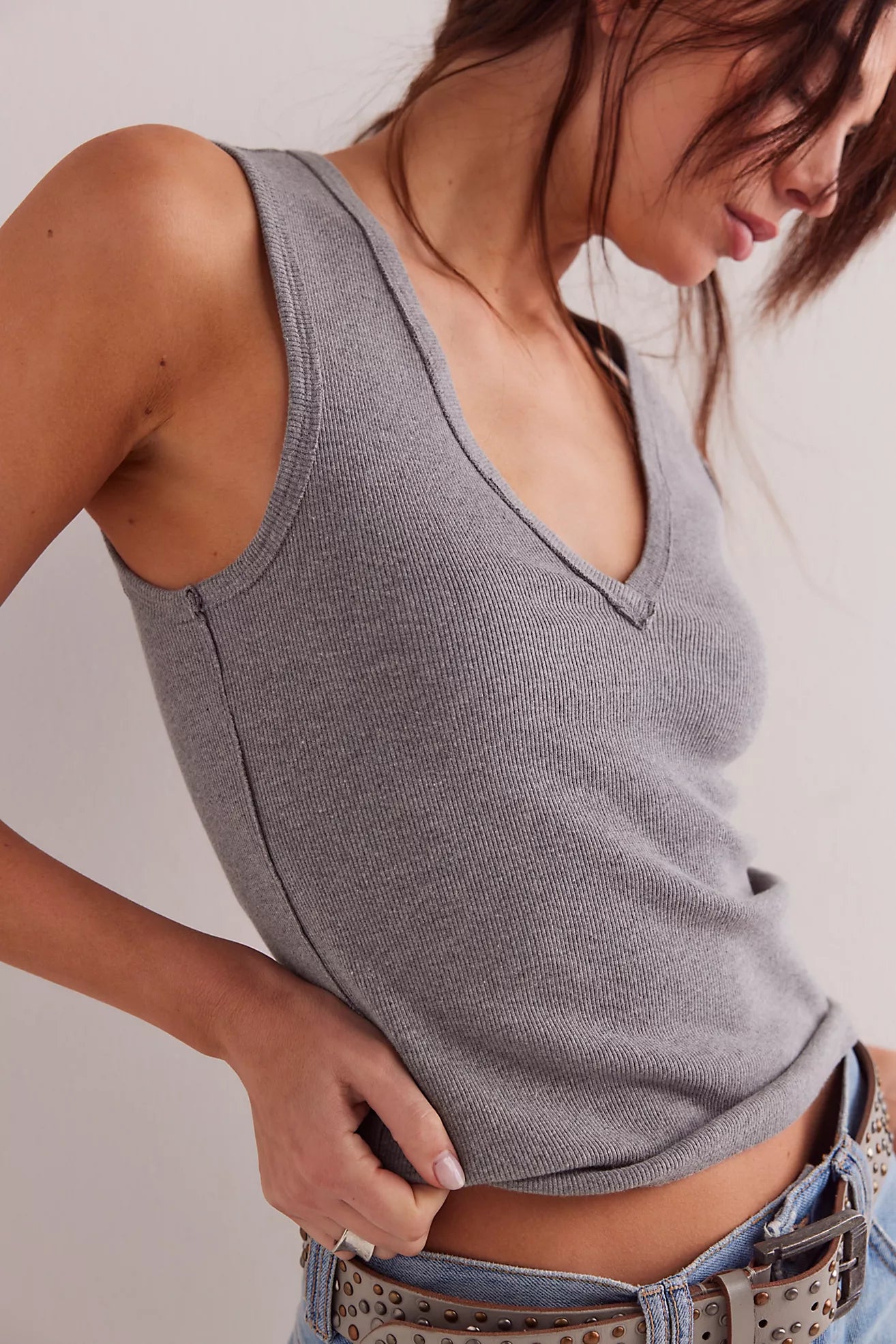 heather grey v neck tank