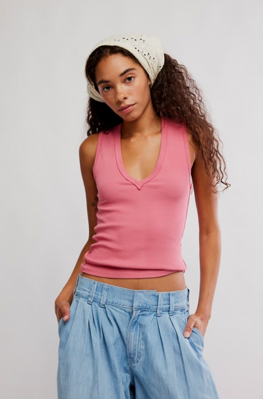 pink v neck tank